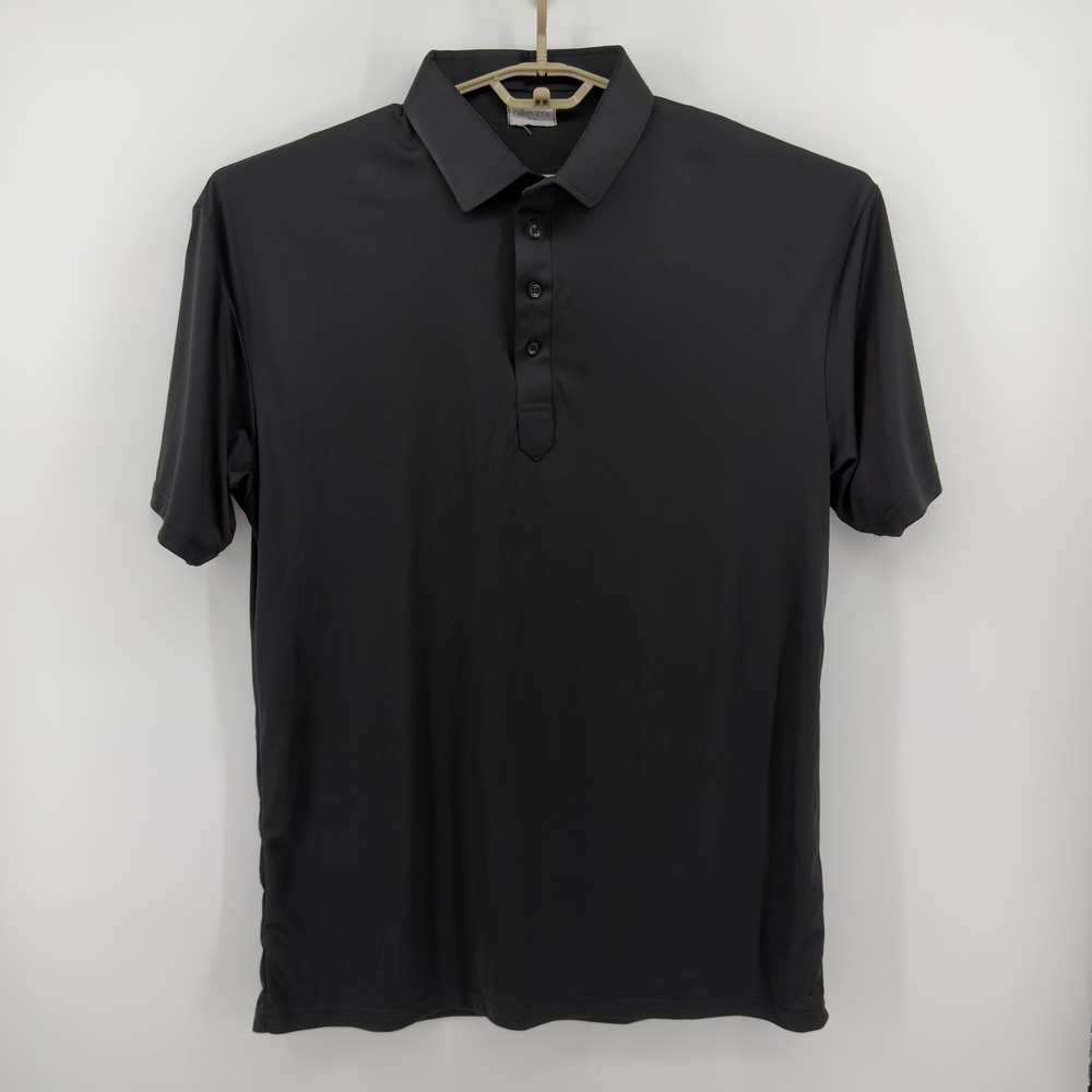 Collars & Co Mens 2XLT Tall Dress Collar Polo Shirt Black Short Sleeve 1000
